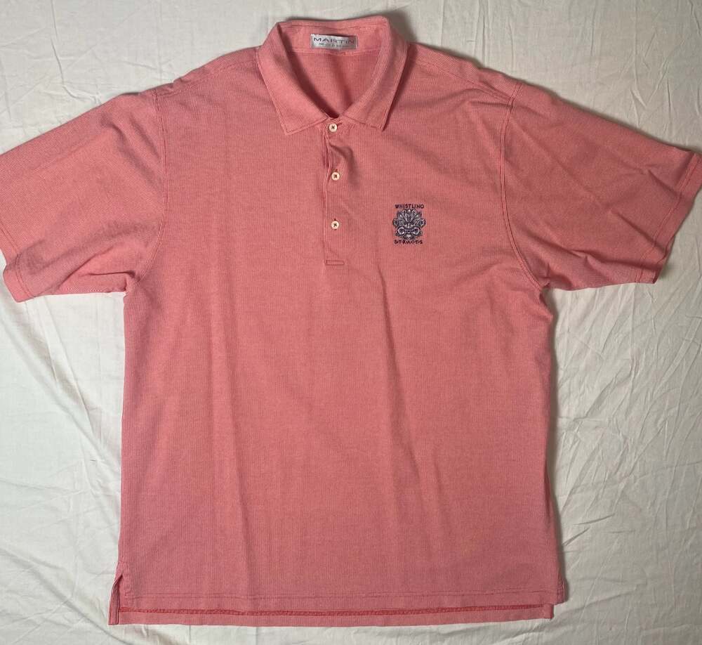 Martin Whistling Straits Embroidered Pink Striped Golf Polo Shirt (1071)